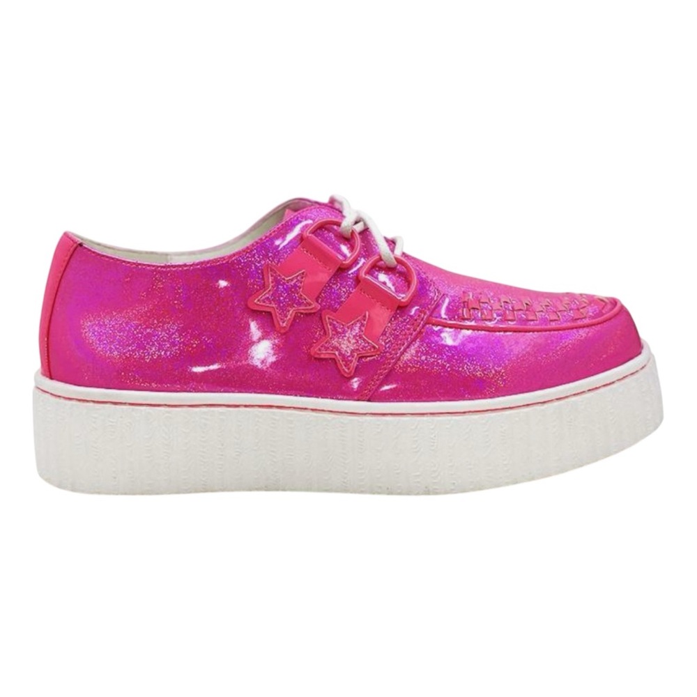 YRU Strange Cvlt Hot Pink Glitter Platform Shoes